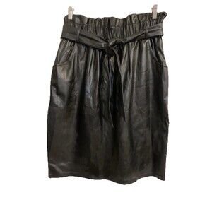 Time And Tru Womens Skirt Size Medium M Black Faux Leather Pull On Belt Pockets